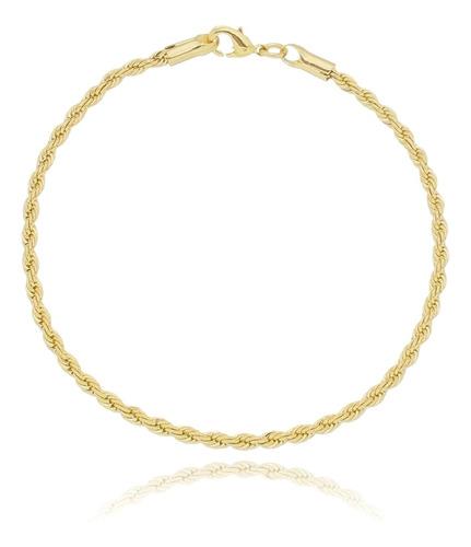 Pulseira Cordão Baiano 3 Mm 18 Cm Banhada A Ouro 18k Diâmetro 0.3 cm