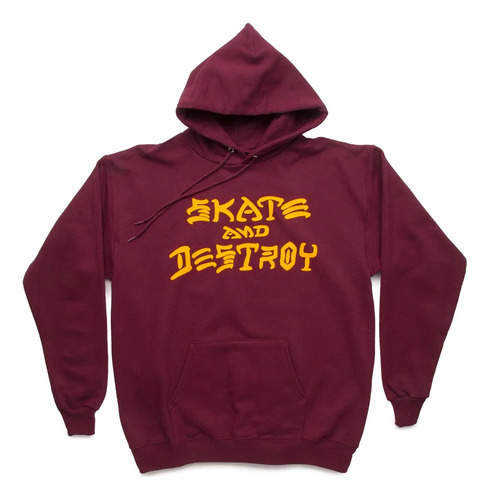 Buzo Thrasher Bordó Hoddie Skate And Destroy Nuevo Original!