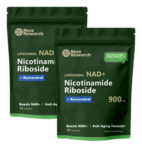 Elfleaf Nad+ Suplemento Nicotinamida Ribosida 900mg Antienvejecimiento 2pcs