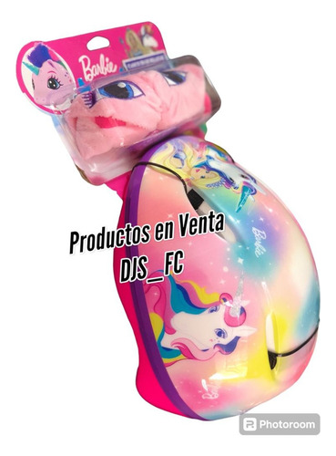 Casco Barbie 3d Con Funda De Peluche Unicornio (Usado)
