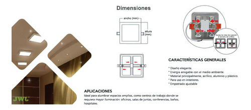 Plafon Led Ajustable Cuadrado Empotrar 6w Jwj Luz Blanca 100 Luz Blanca