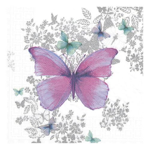 Imagen 2 de 6 de Servilletas Decoupage Mariposas Y Flores Lila Laura Craft