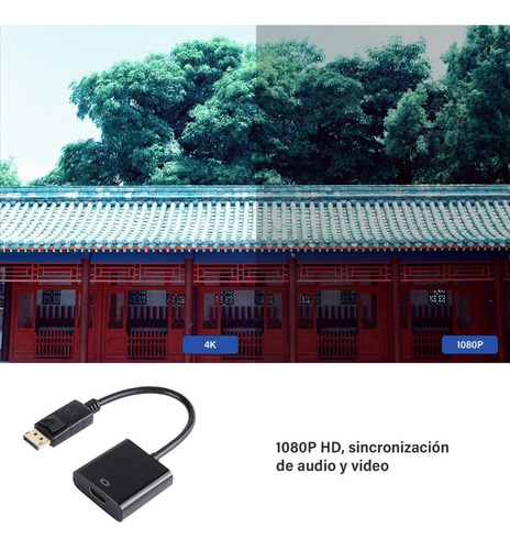Imagen 4 de 7 de Cable Adaptador Para Displayport A Hdmi Negro