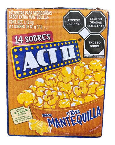 Palomitas Act Para Microondas Sabor Extra Mantequilla 14pz