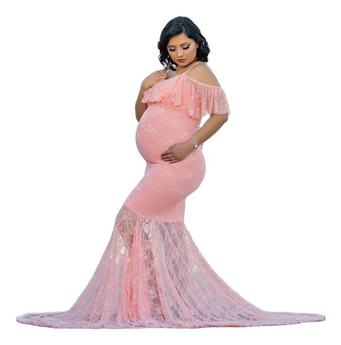 Vestido De Sirena Floral Con Volantes De Maternidad Para Ses