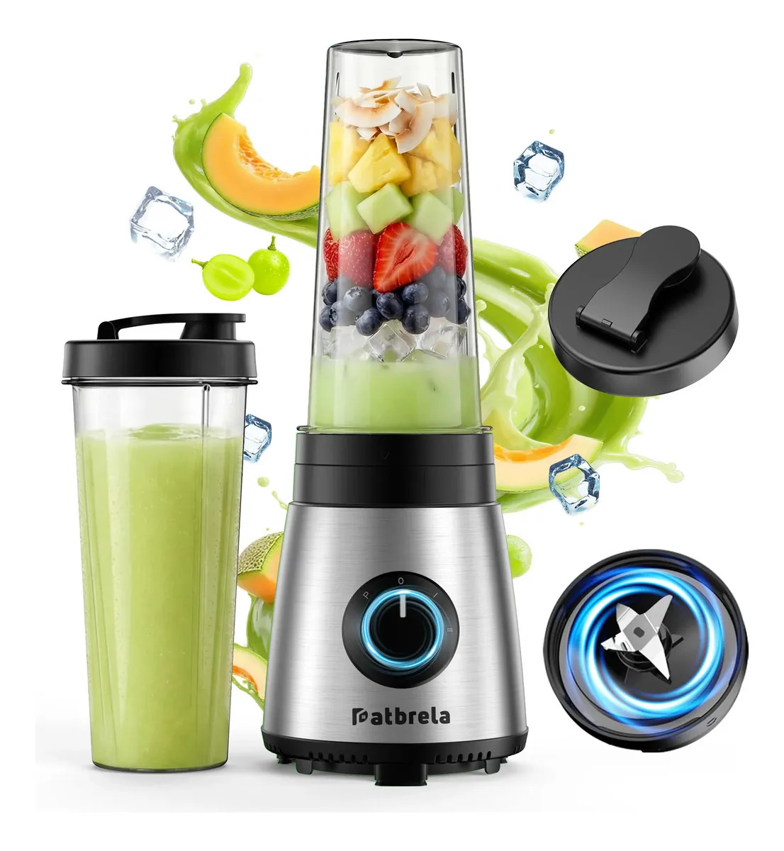 Liquidificador Easy Portátil 250w Turbo Power Preto Inox 600ml, 3 Velocidades, 4 Lâminas, Função Para Sucos E Vitaminas, Compacto E Prático Para Cozinha