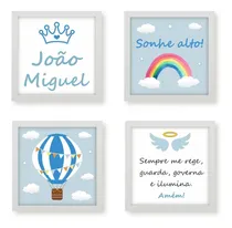 Comprar Quadros Personalizado Nome Oração Santo Anjo Bebê Arco Iris