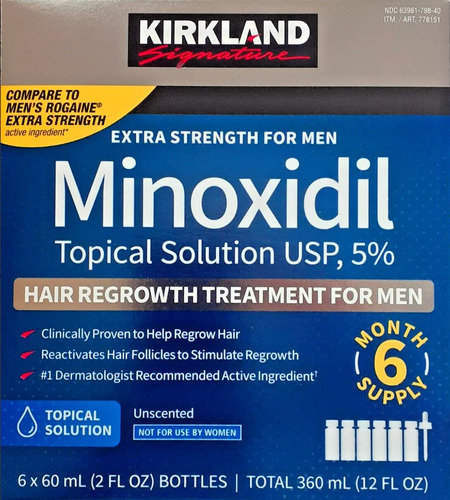Minoxidil 5% Solución Tópica 6 Meses Tratamiento Sf M5