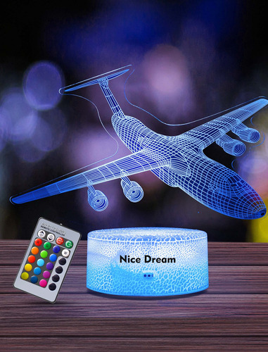 Nice Dream Luz Nocturna Avion Para Niño Lampara Noche 3d 16