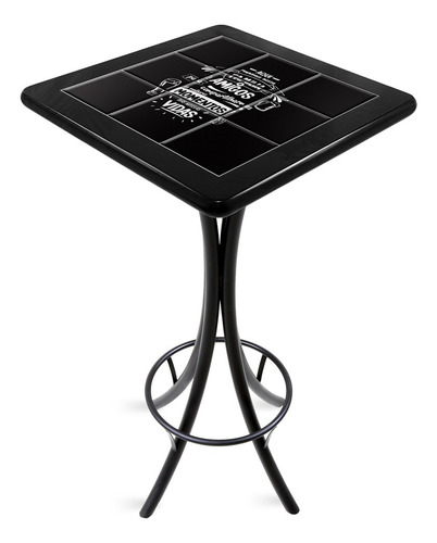 Mesa Madeira Azulejo Alta 2 Banquetas P/ Bar Sacada Varanda Cor Preta Lacada Família E Amigos Desenho Do Tecido Das Cadeiras