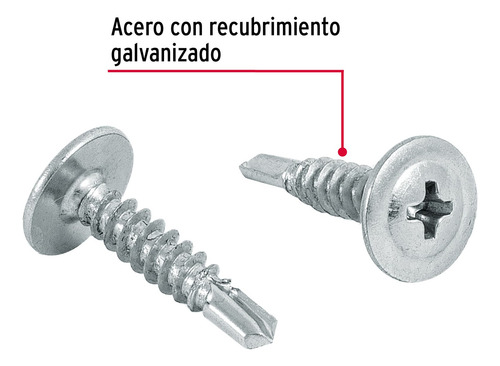 100 Pijas Cabeza De Cruz Punta Broca 8x3/4 Acero Galvanizado