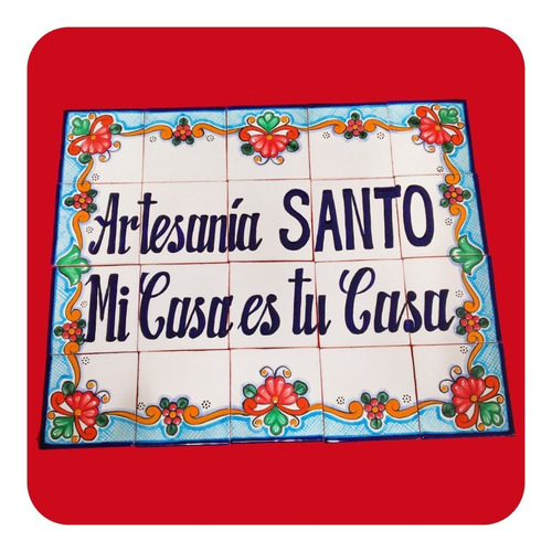Imagen 3 de 4 de Retablo De Talavera Poblana Personalizado 50x40 Cm Mural