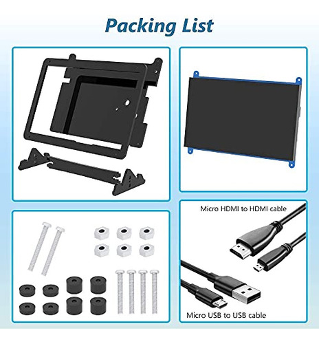 Monitor Táctil 7puLG Para Raspberry Pi, Ips Portátil Hdmi