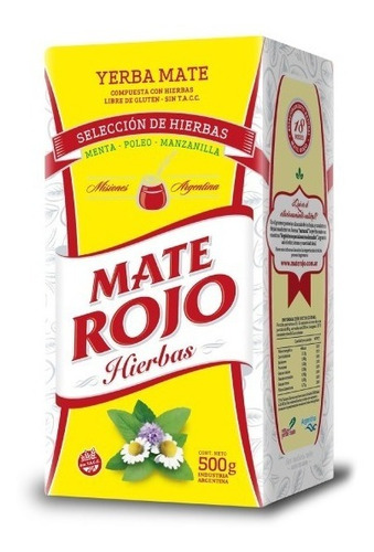 Yerba Mate Rojo Compuesta Hierbas X 5 Un De 1/2kg