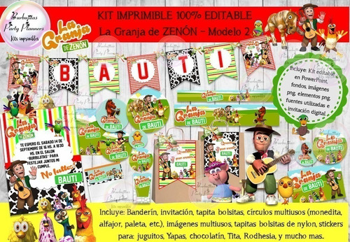 Kit Imprimible Candy Bar La Granja De Zenon 2 100% Editable