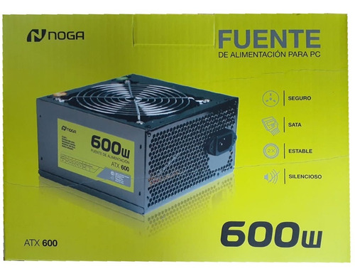 Imagen 2 de 2 de Fuente Alimentación Para Pc Noga Atx600 Sata 600w Ventilador
