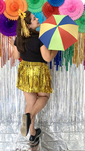 Tiara Girassol Com Franja Metaloide Bloquinho De Carnaval