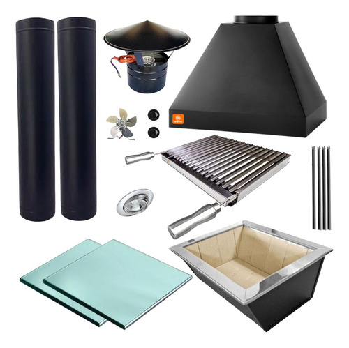 Churrasqueira Gourmet Makeer Preto 2 Dutos Grelha 2913 P