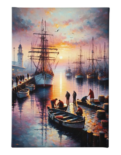 Cuadro Mural Canvas Puerto Al Atardecer 120 X 75