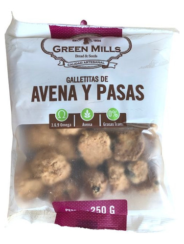 Galletitas Con Avena Y Pasas Green Mills X 250 Gr