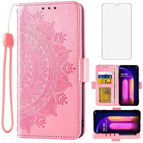 Funda Cartera Para LG V60 Thinq V60thinq 5g G9 Thin Q Rosa D