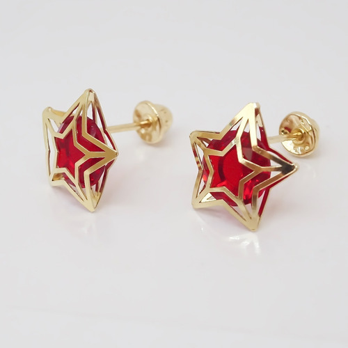 Amor Eterno - Broqueles Estrella Tecno / Aretes / Oro 10k
