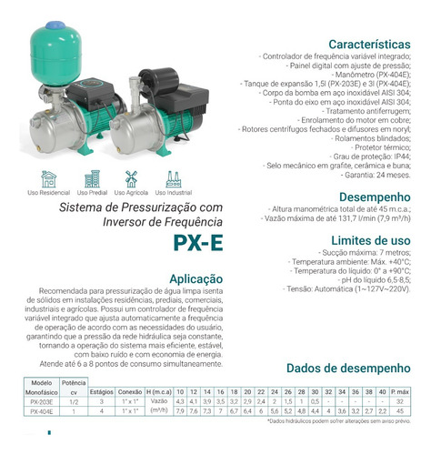 Sistema De Pressurização 1/2cv 1 Pol. Bivolt Shimge Px-203e