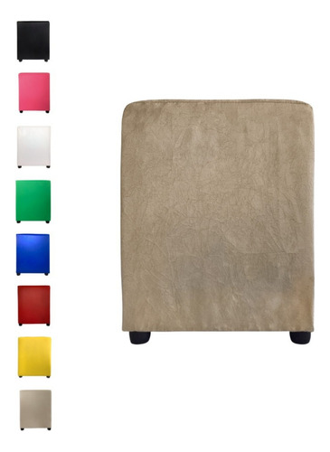 Puff Quadrado Banqueta Cubo Decorativo Organizador Courino Cor Bege Suede