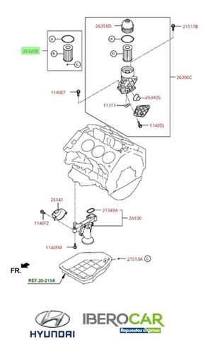 Imagen 4 de 6 de Filtro De Aceite Original Hyundai Azera 3.0 Mpi 2011-2020