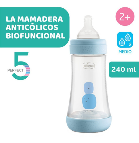Imagen 2 de 9 de Mamadera Perfect 5 Flujo Medio 240ml 2m+