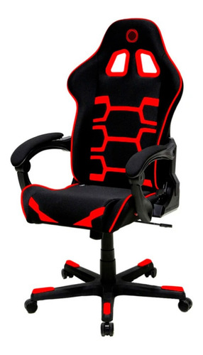 Silla de escritorio Nibio Savage NIB-GC112 gamer negra y roja con tapizado de cuero sintético