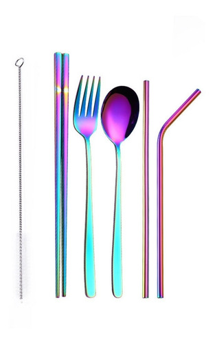 Set De 7 Cubiertos Tornasol + Incluye Bolsa