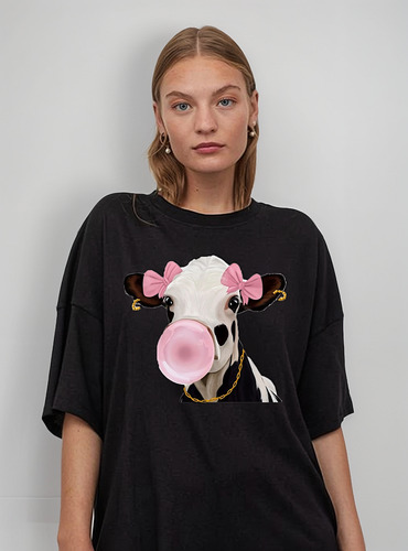 Remera Vaca Chicle Aesthetic Cow Gum Personalizada Unisex