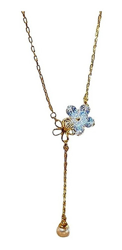 Oferta! Collar Mujer Oro 18kt Cristales Flor Joyas