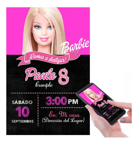 Invitación Digital Barbie Cumpleaños Fiesta | Meses sin intereses