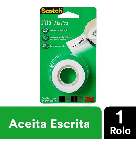 Kit Com 05 Fitas Adesiva Magica 3m 810 Scotch 19mm X 20m