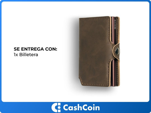 Imagen 7 de 10 de Billetera Walla Wallets Vintage Pardo - Cuero Antirrobo Rfid