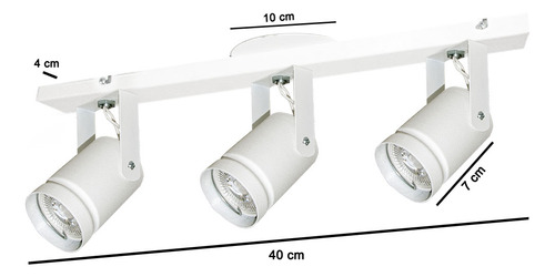 Lampara Aplique Riel Techo 3 Luces 7w Led Spot Movil Gu10 Estructura Blanca Cálida