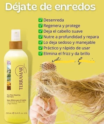 Spray Bifásico+mascarilla+shampoo+oleo Argan Kit Terramar