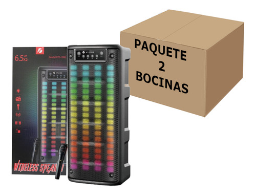 Bocina Bafle Compatible Bluetooth 6.5 Inx2 Tws Rgb Fm 2pz