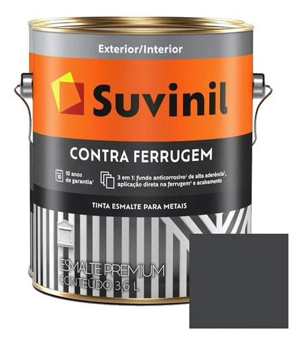 Esmalte Convertidor 3en1 Suvinil 1lt Gris Oscuro  D/oxido 