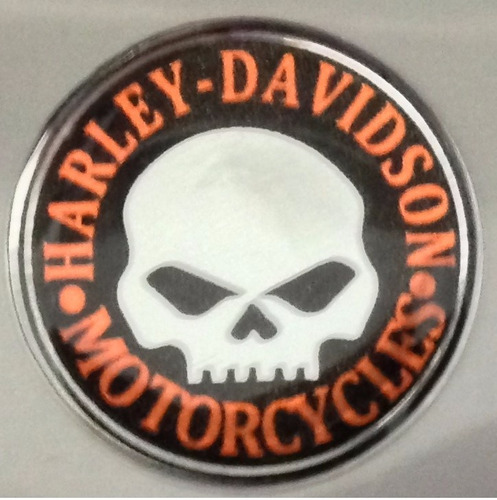 Adesivo Harley Skull Preto/laranj.redondo 1,5 Cm T3at