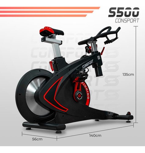 Bicicleta Ergométrica Spinning Profissional S500 Consport Cor Preto
