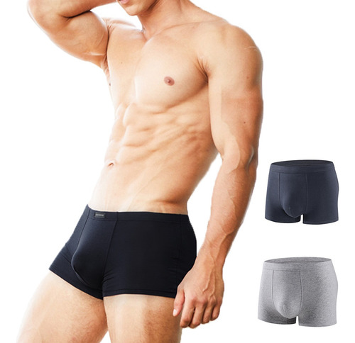 Bóxer Hombre De Algodón  Microfibra Caderas Levantadas 2pz