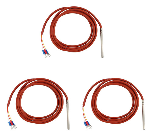 Sensor De Temperatura 3x Pt100 Rtd De Silicona, 6 Mm X 80 Mm