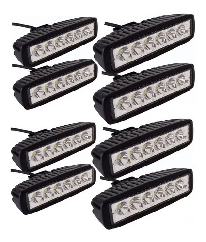 Pack X8 Foco Led Neblinero Barra Led 4x4 18w