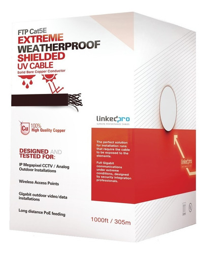 Cable Utp Cat5e Blindado Exterior Negro Procat5ext/500 150m