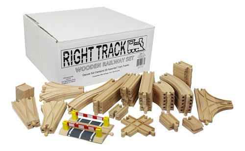 Right Track Toys Wooden Train Track Deluxe Set: 56 Piezas De