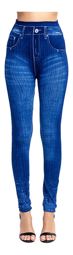 Legging Casual De Cintura Alta Con Estampado De Pantalones Y