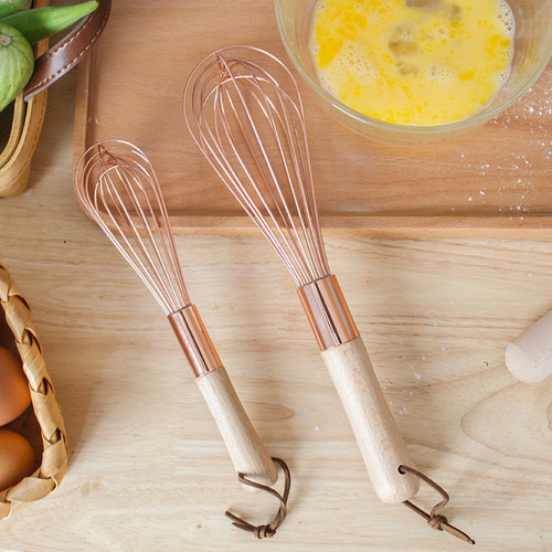 Batidor De Huevos, Mango De Madera, Acero Inoxidable